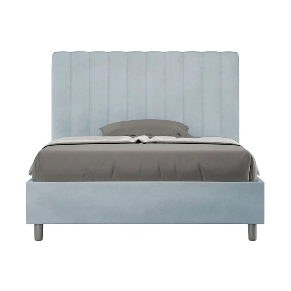 Letto 140x200 cm Microfibra con Linee Verticali Simmetriche Made in Italy - Guanto Viadurini