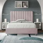 Letto 140x200 cm Microfibra con Linee Verticali Simmetriche Made in Italy - Guanto Viadurini
