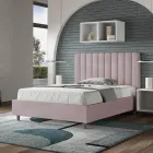 Letto 140x200 cm Microfibra con Linee Verticali Simmetriche Made in Italy - Guanto Viadurini