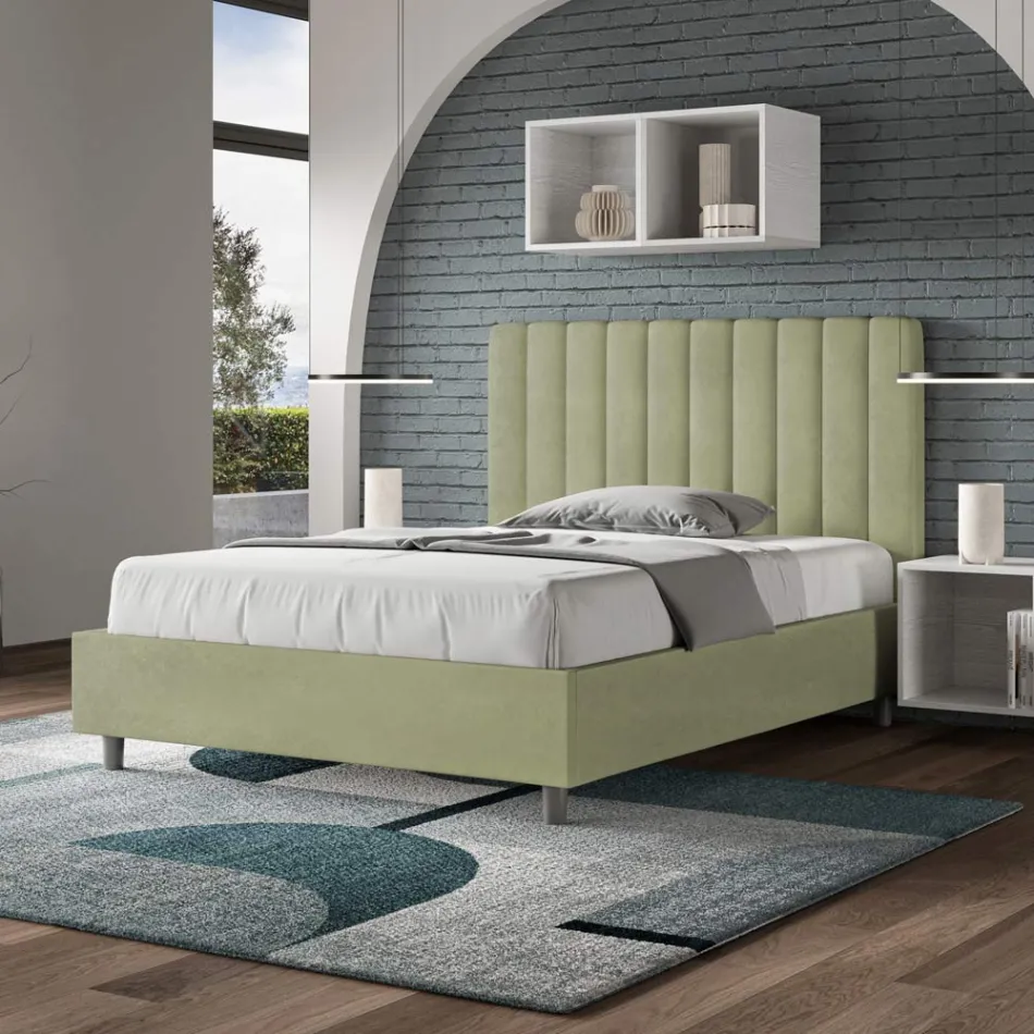 Letto 140x200 cm Microfibra con Linee Verticali Simmetriche Made in Italy - Guanto Viadurini
