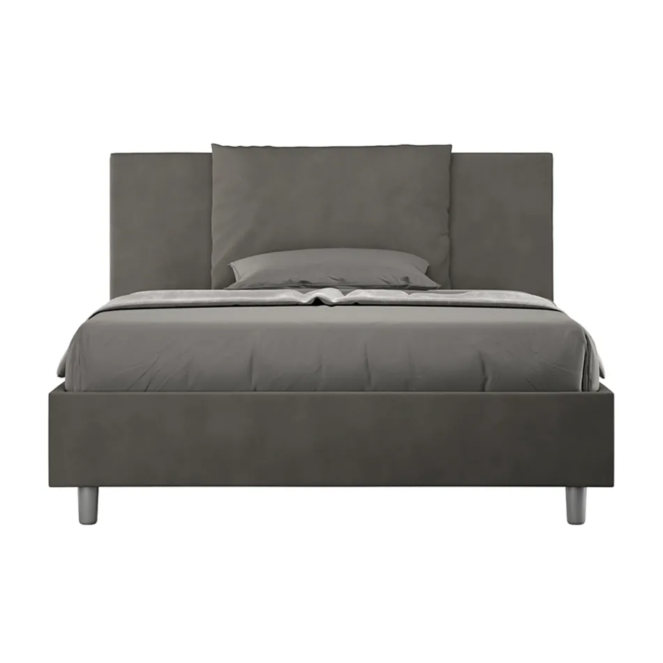 Letto 140x200 cm Testata con Cuscinatura in Microfibra Made in Italy - Olimpiadi Viadurini