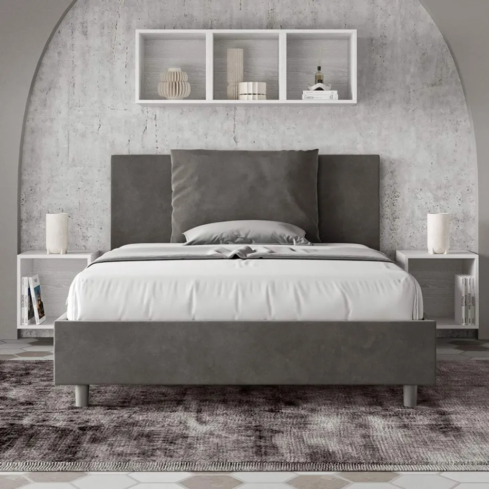 Letto 140x200 cm Testata con Cuscinatura in Microfibra Made in Italy - Olimpiadi Viadurini