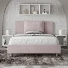 Letto 140x200 cm Testata con Cuscinatura in Microfibra Made in Italy - Olimpiadi Viadurini