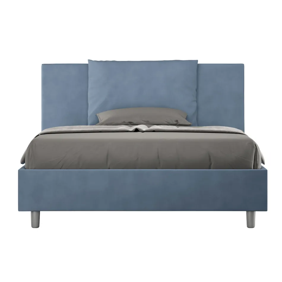Letto 140x200 cm Testata con Cuscinatura in Microfibra Made in Italy - Olimpiadi Viadurini