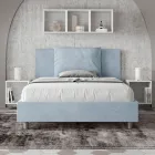Letto 140x200 cm Testata con Cuscinatura in Microfibra Made in Italy - Olimpiadi Viadurini
