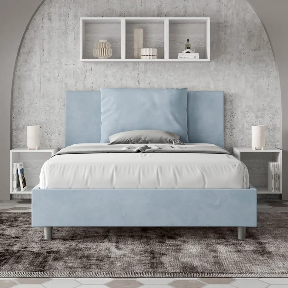 Letto 140x200 cm Testata con Cuscinatura in Microfibra Made in Italy - Olimpiadi Viadurini