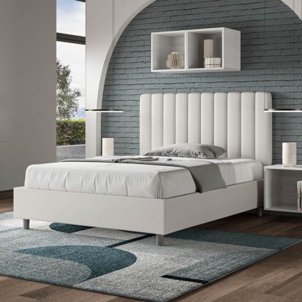 Letto 140x200 cm Testata con Linee Verticali Simmetriche Made in Italy - Guanto Viadurini