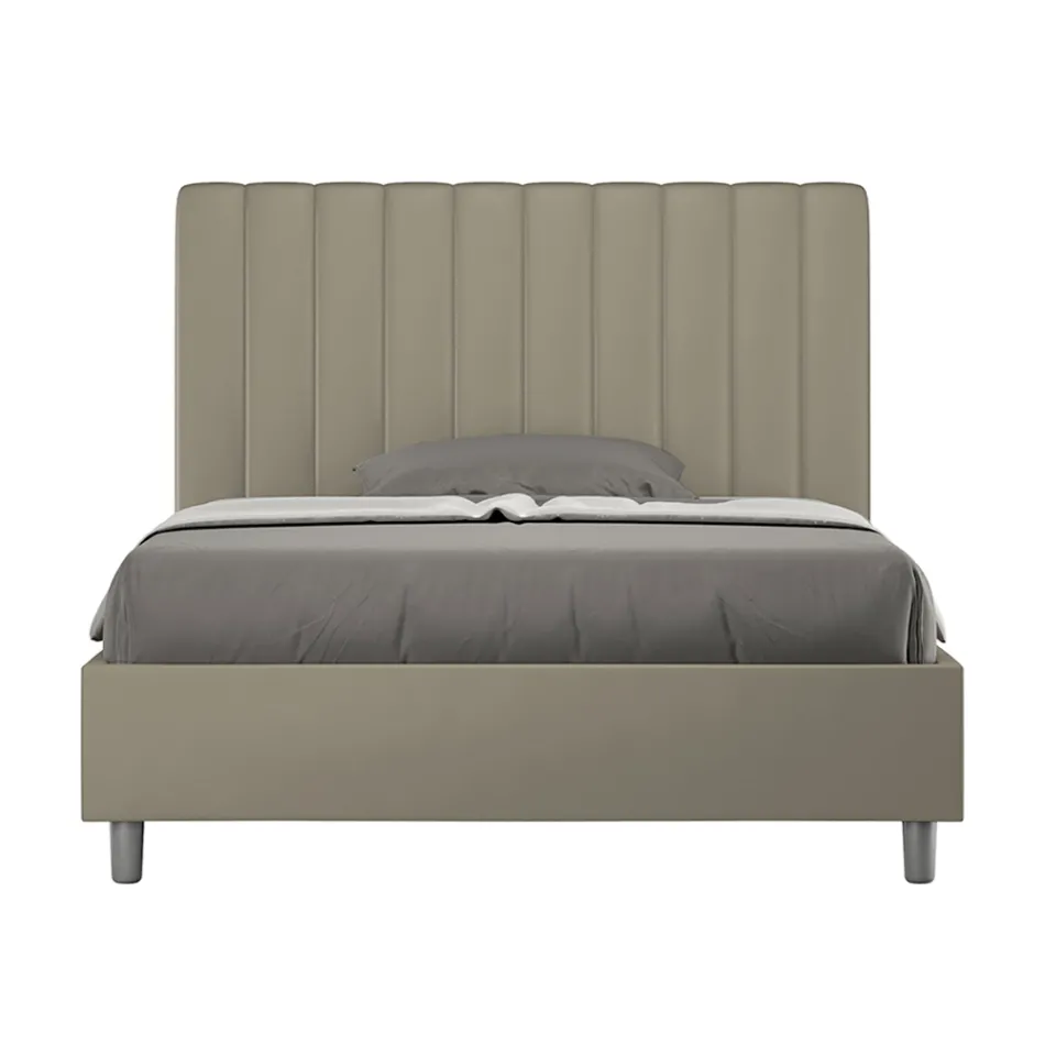 Letto 140x200 cm Testata con Linee Verticali Simmetriche Made in Italy - Guanto Viadurini