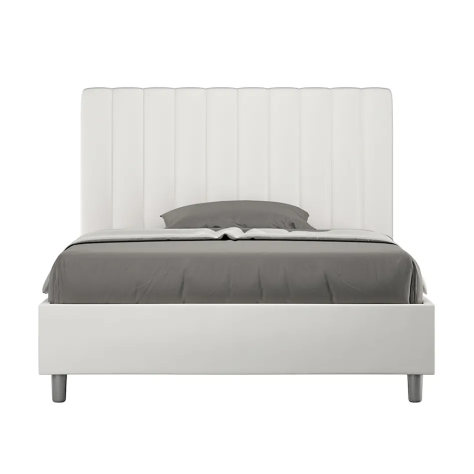 Letto 140x200 cm Testata con Linee Verticali Simmetriche Made in Italy - Guanto Viadurini