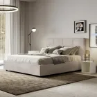 Letto 160x200 cm con Testata a Rettangoli in Microfibra Made in Italy - Brina Viadurini