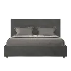 Letto 160x200 cm con Testata a Rettangoli in Microfibra Made in Italy - Brina Viadurini