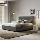 Letto 160x200 cm con Testata a Rettangoli in Microfibra Made in Italy - Brina Viadurini