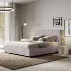 Letto 160x200 cm con Testata a Rettangoli in Microfibra Made in Italy - Brina Viadurini