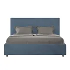 Letto 160x200 cm con Testata a Rettangoli in Microfibra Made in Italy - Brina Viadurini