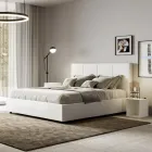 Letto 160x200 cm con Testata a Rettangoli in Similpelle Made in Italy - Brina Viadurini