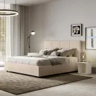 Letto 160x200 cm con Testata a Rettangoli in Similpelle Made in Italy - Brina Viadurini