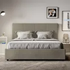Letto 160x200 cm con Testata a Rettangoli in Similpelle Made in Italy - Brina Viadurini