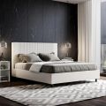 Letto 160x200 cm con Testata Decorata con Linee Verticali Made in Italy - Pattini