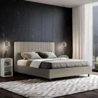Letto 160x200 cm con Testata Decorata con Linee Verticali Made in Italy - Pattini Viadurini