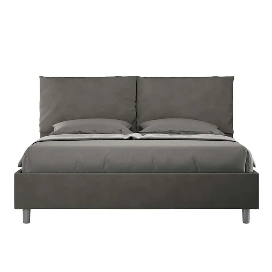 Letto 160x200 cm Testata con Cuscinatura in Microfibra Made in Italy - Olimpiadi Viadurini
