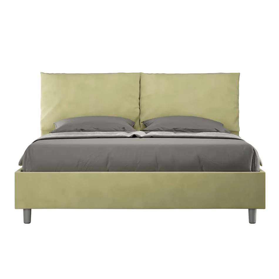 Letto 160x200 cm Testata con Cuscinatura in Microfibra Made in Italy - Olimpiadi Viadurini