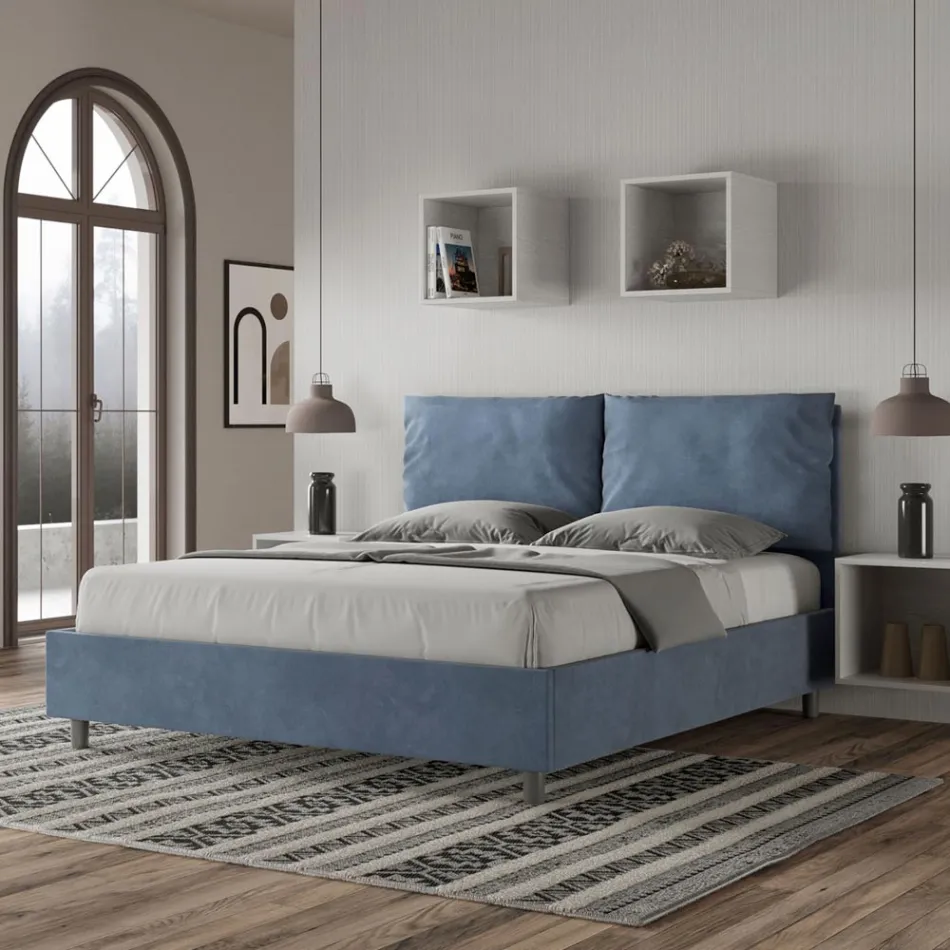 Letto 160x200 cm Testata con Cuscinatura in Microfibra Made in Italy - Olimpiadi Viadurini