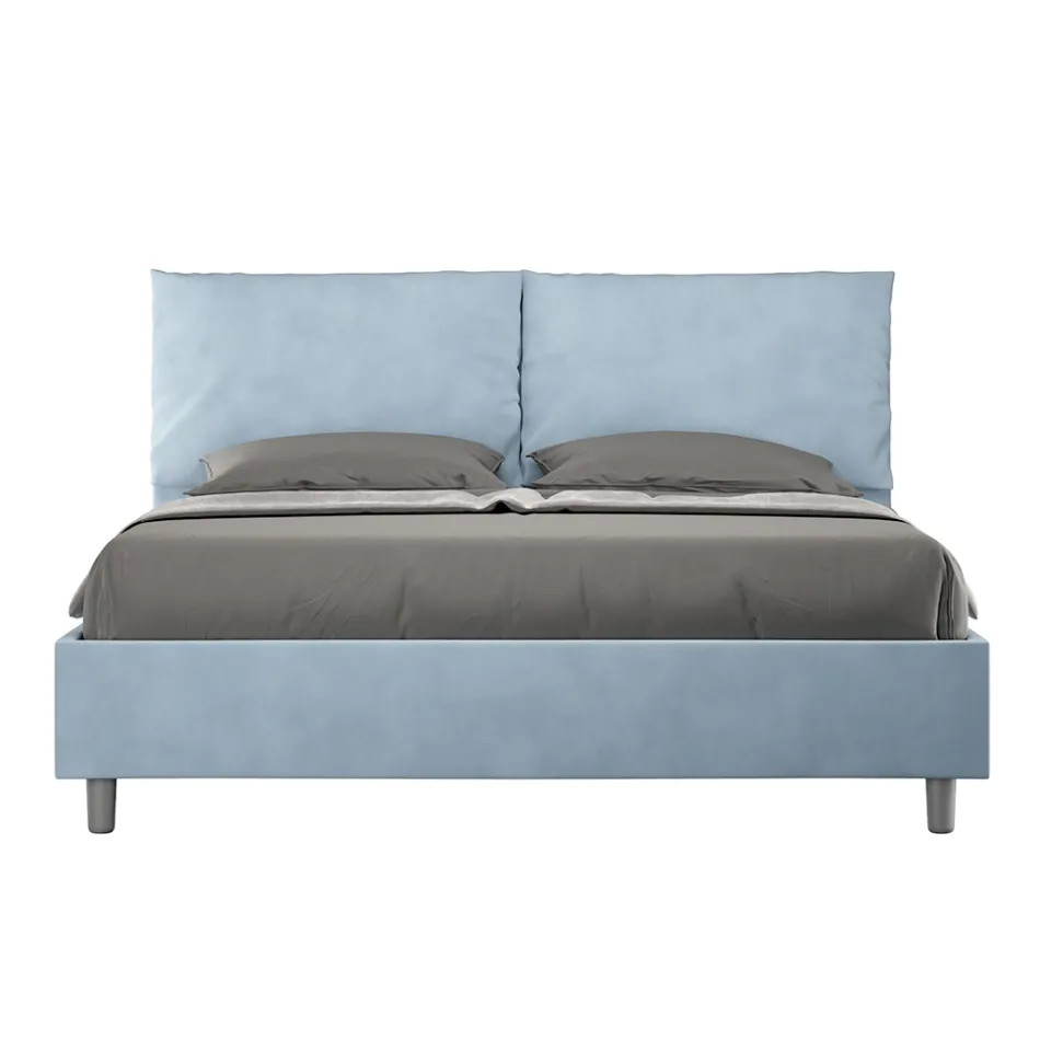Letto 160x200 cm Testata con Cuscinatura in Microfibra Made in Italy - Olimpiadi Viadurini