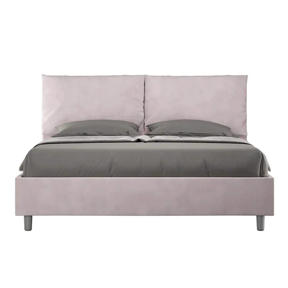 Letto 160x200 cm Testata con Cuscinatura in Microfibra Made in Italy - Olimpiadi Viadurini
