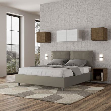 Letto 160x200 cm Testata con Cuscinatura in Similpelle Made in Italy - Olimpiadi Viadurini