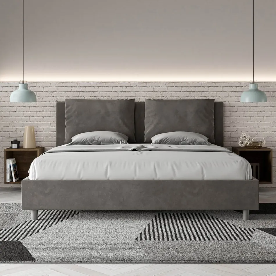 Letto 180x200 cm Testata con Cuscinatura in Microfibra Made in Italy - Olimpiadi Viadurini