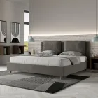 Letto 180x200 cm Testata con Cuscinatura in Microfibra Made in Italy - Olimpiadi Viadurini