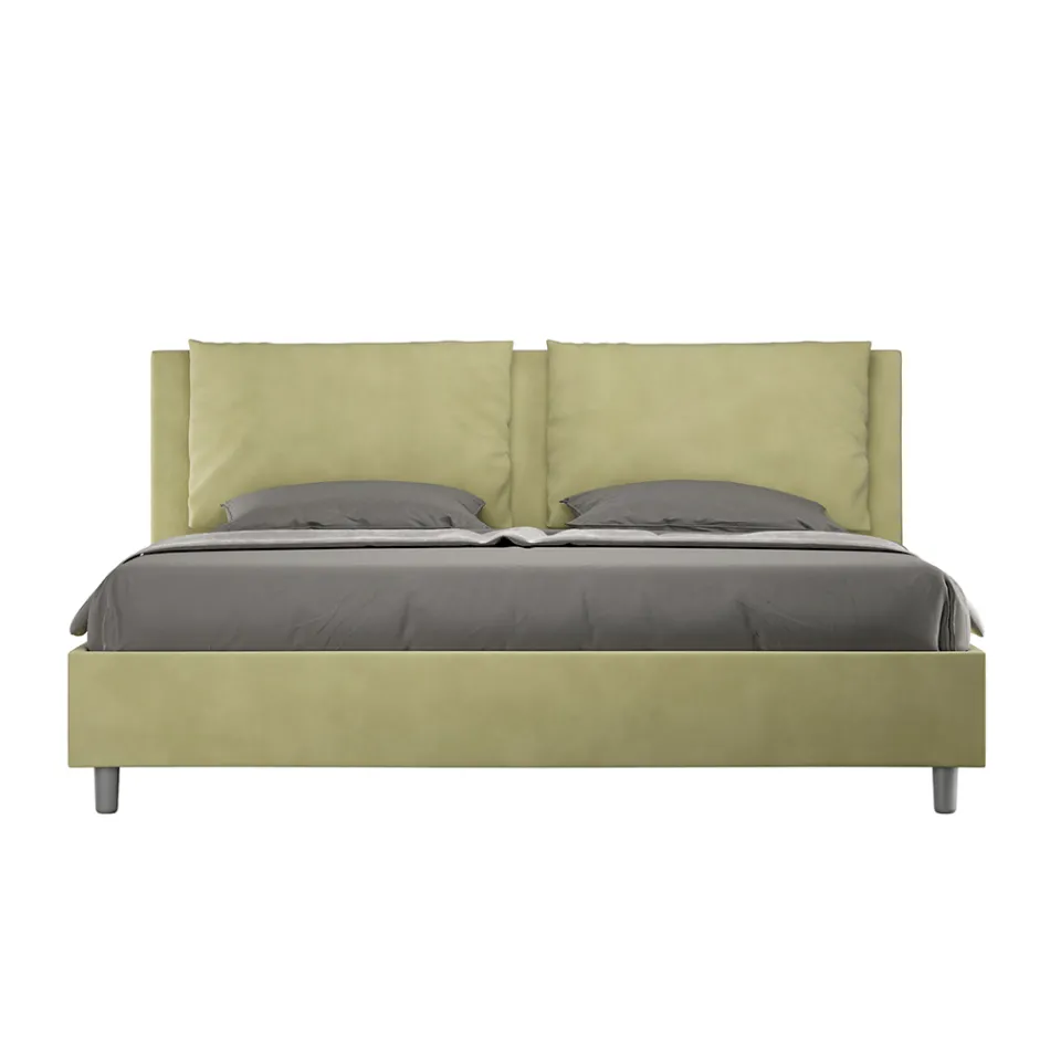 Letto 180x200 cm Testata con Cuscinatura in Microfibra Made in Italy - Olimpiadi Viadurini