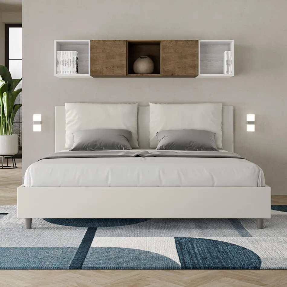 Letto 180x200 cm Testata con Cuscinatura in Similpelle Made in Italy - Olimpiadi Viadurini