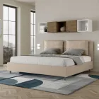 Letto 180x200 cm Testata con Cuscinatura in Similpelle Made in Italy - Olimpiadi Viadurini