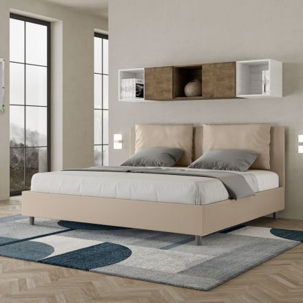 Letto 180x200 cm Testata con Cuscinatura in Similpelle Made in Italy - Olimpiadi Viadurini