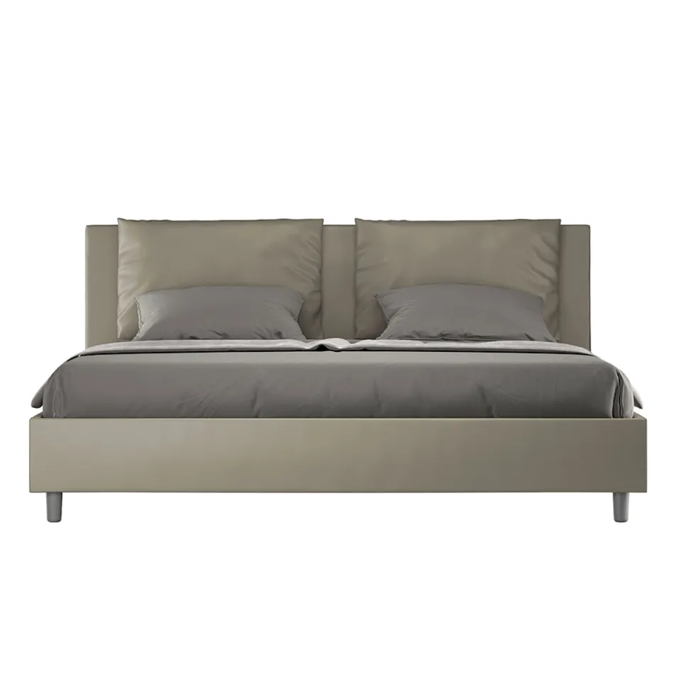 Letto 180x200 cm Testata con Cuscinatura in Similpelle Made in Italy - Olimpiadi Viadurini