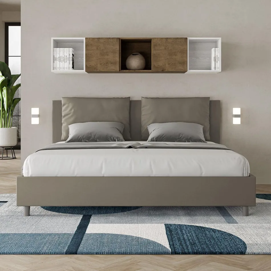 Letto 180x200 cm Testata con Cuscinatura in Similpelle Made in Italy - Olimpiadi Viadurini