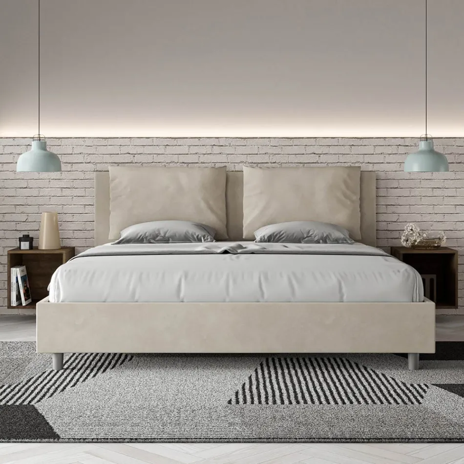 Letto 190x200 cm Testata con Cuscinatura in Microfibra Made in Italy - Olimpiadi Viadurini