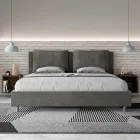 Letto 190x200 cm Testata con Cuscinatura in Microfibra Made in Italy - Olimpiadi Viadurini