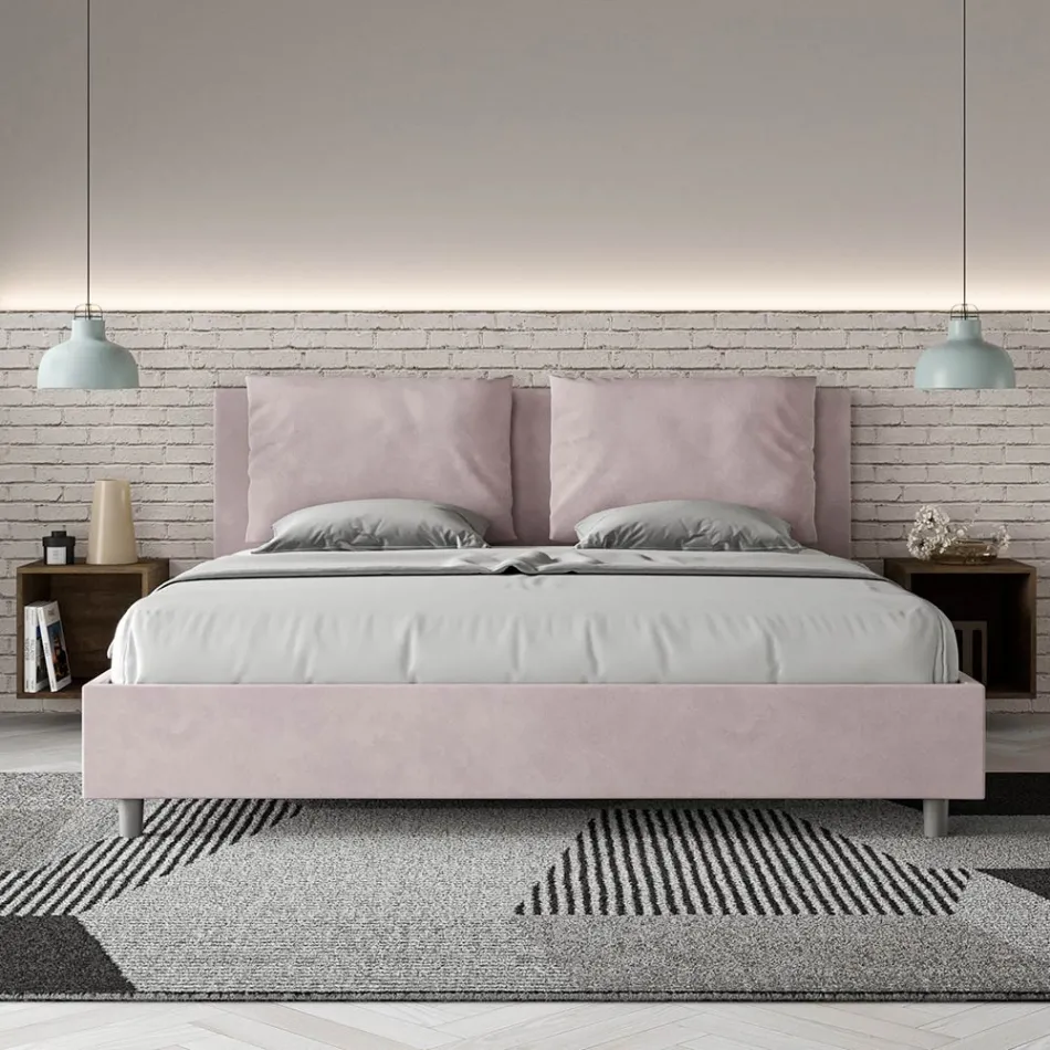 Letto 190x200 cm Testata con Cuscinatura in Microfibra Made in Italy - Olimpiadi Viadurini
