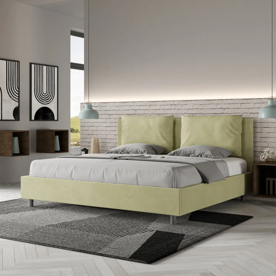 Letto 190x200 cm Testata con Cuscinatura in Microfibra Made in Italy - Olimpiadi Viadurini