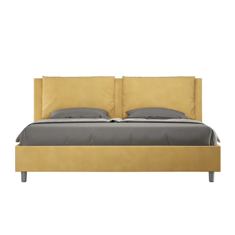 Letto 190x200 cm Testata con Cuscinatura in Microfibra Made in Italy - Olimpiadi Viadurini
