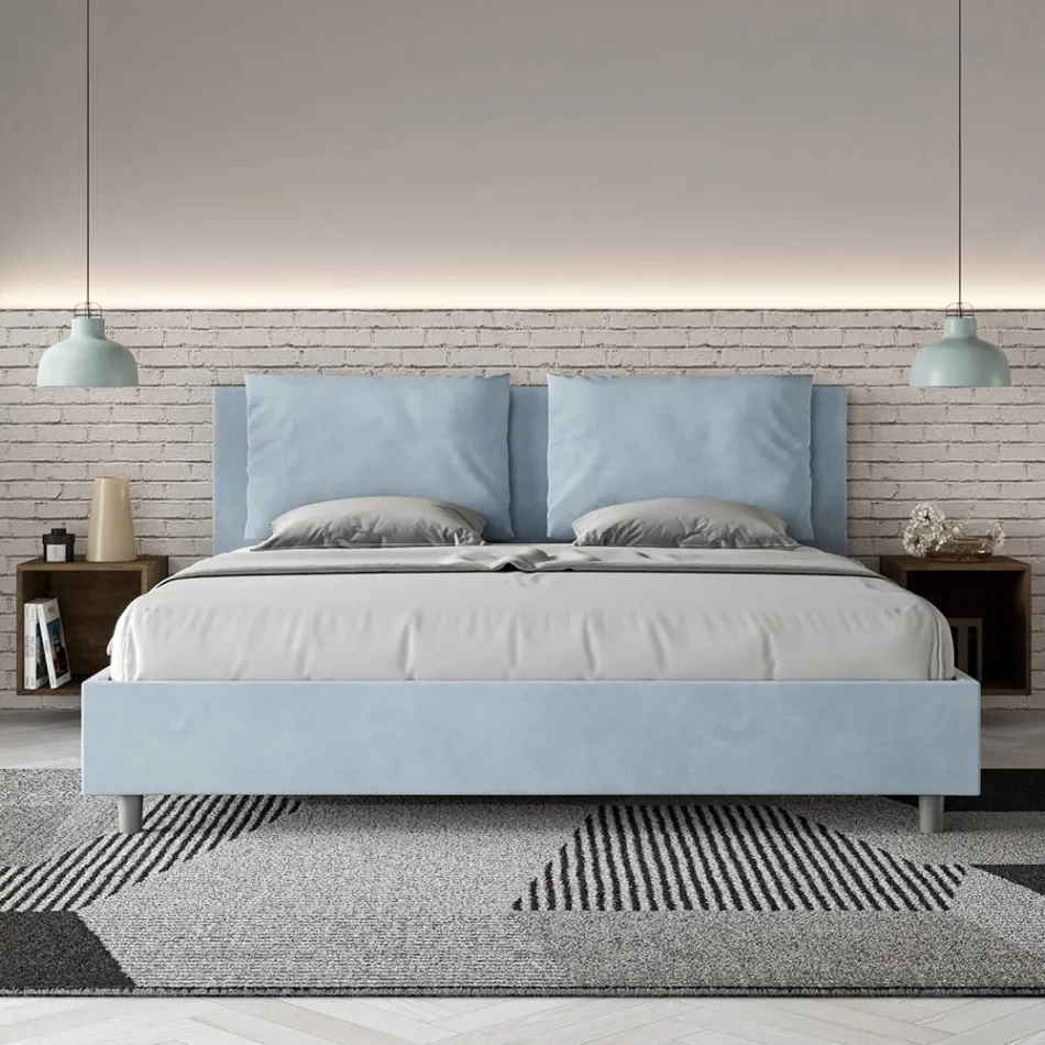 Letto 190x200 cm Testata con Cuscinatura in Microfibra Made in Italy - Olimpiadi Viadurini