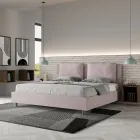 Letto 190x200 cm Testata con Cuscinatura in Microfibra Made in Italy - Olimpiadi Viadurini