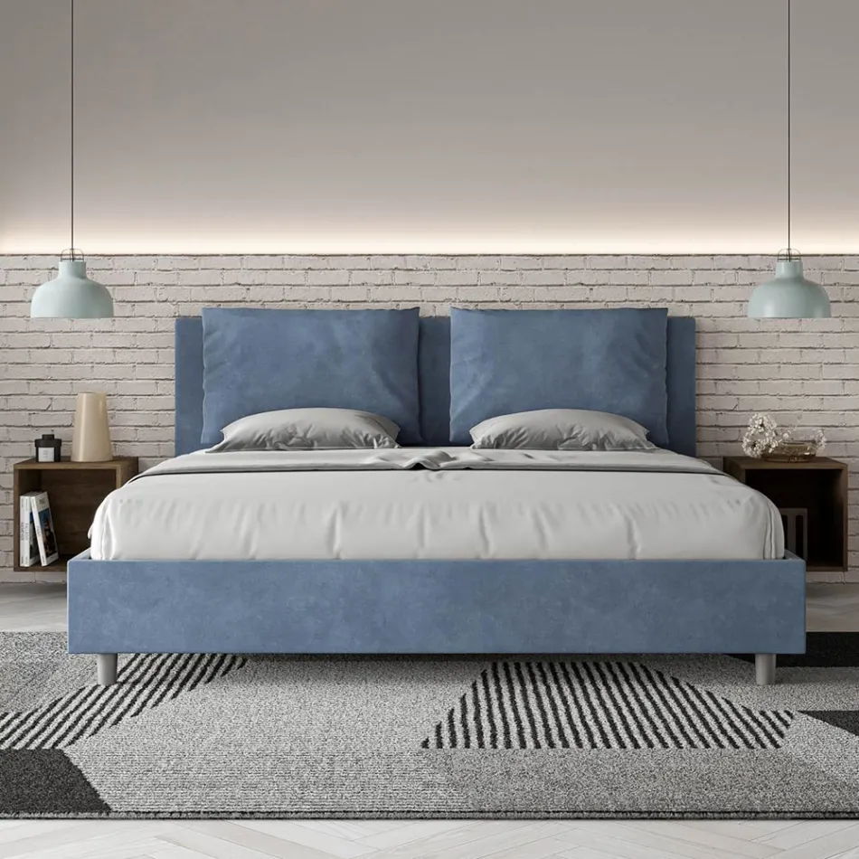 Letto 200x200 cm Testata con Cuscinatura in Microfibra Made in Italy - Olimpiadi Viadurini