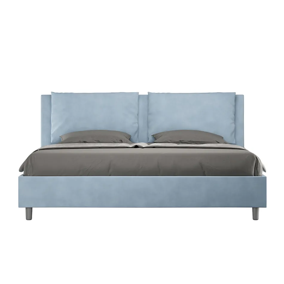 Letto 200x200 cm Testata con Cuscinatura in Microfibra Made in Italy - Olimpiadi Viadurini