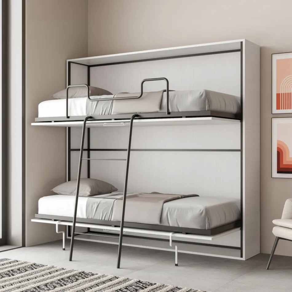 Letto a Castello a Scomparsa Orizzontale Made in Italy - Collaborativo Viadurini
