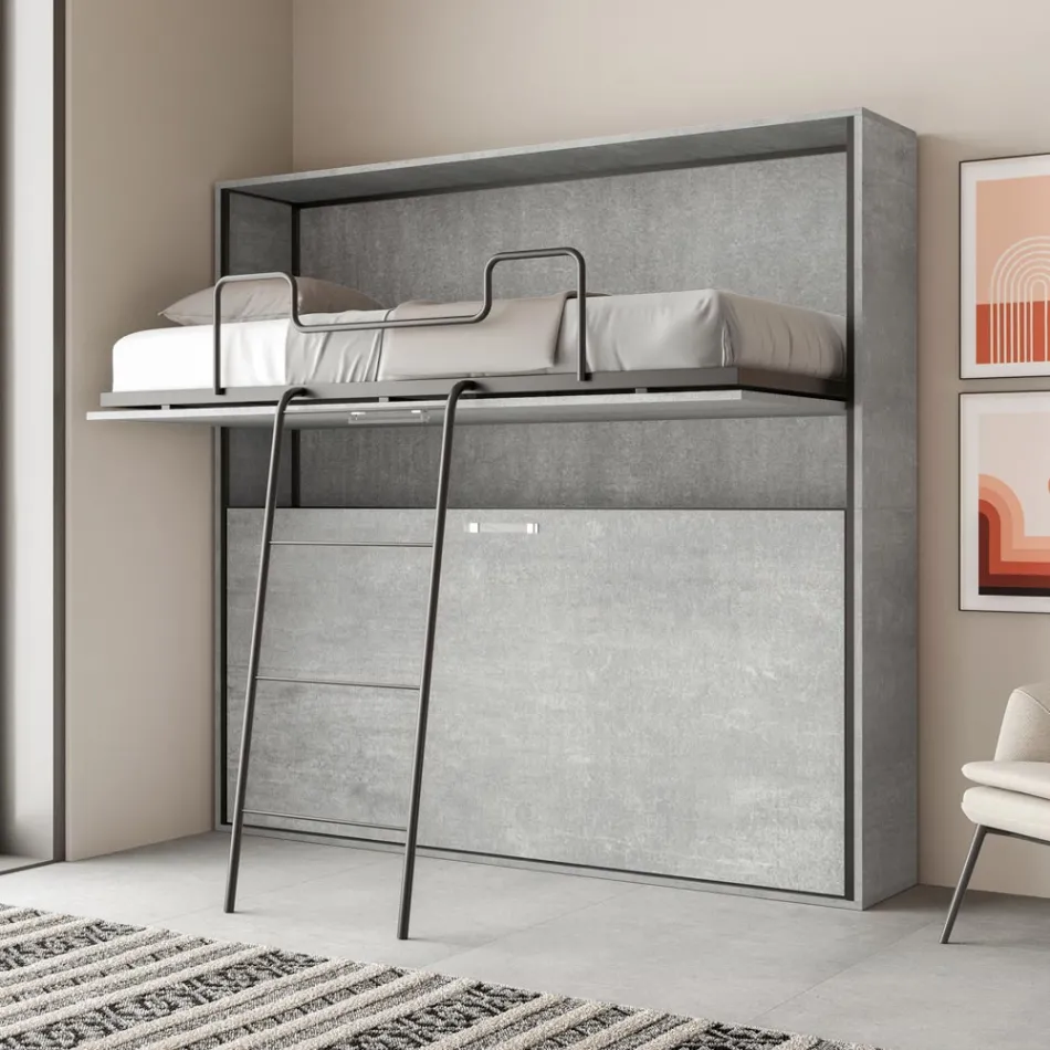 Letto a Castello a Scomparsa Orizzontale Made in Italy - Collaborativo Viadurini