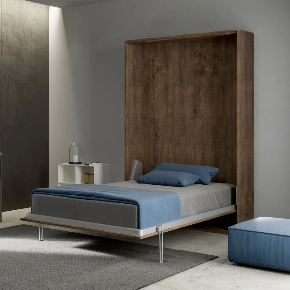 Letto a Una Piazza e Mezza a Scomparsa Verticale in Diverse Finiture - Magicompare Viadurini