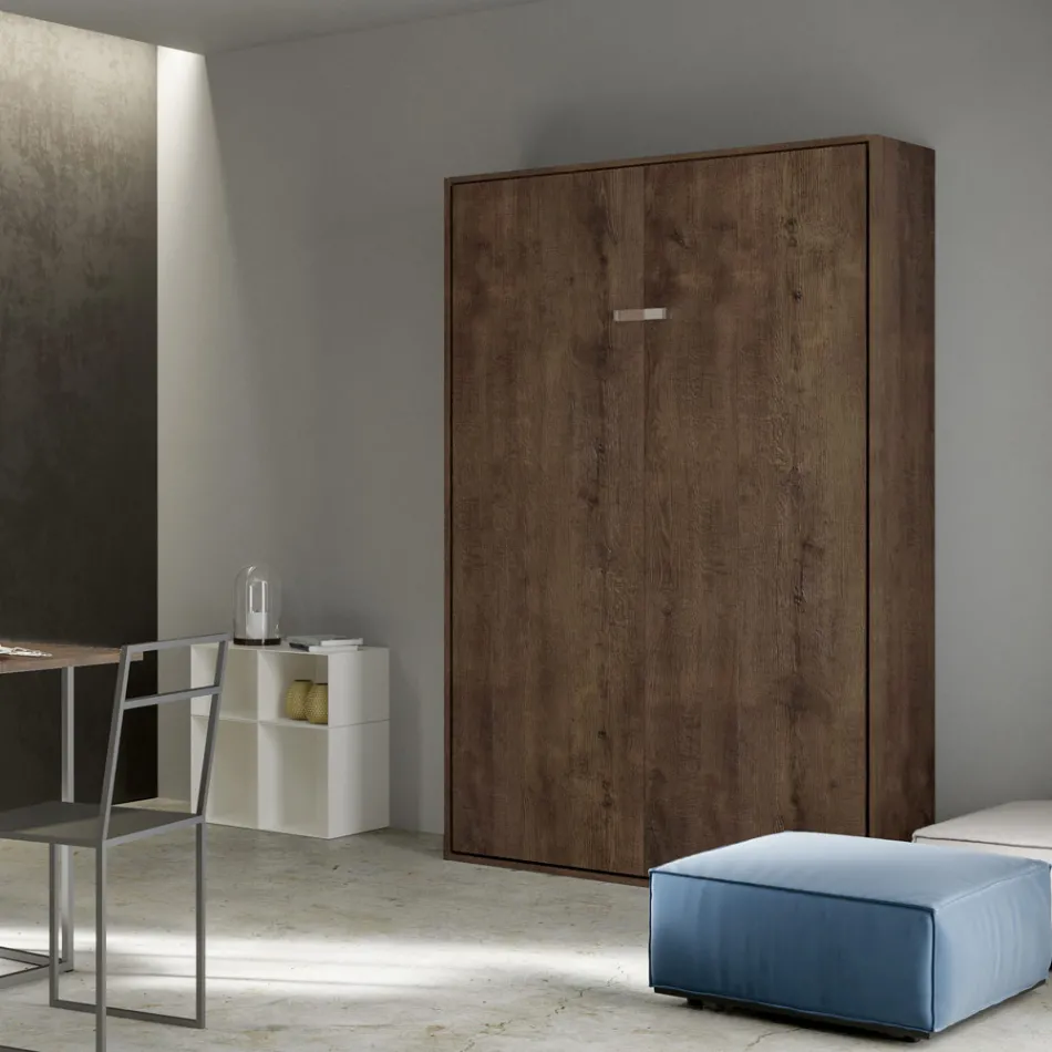 Letto a Una Piazza e Mezza a Scomparsa Verticale in Diverse Finiture - Magicompare Viadurini